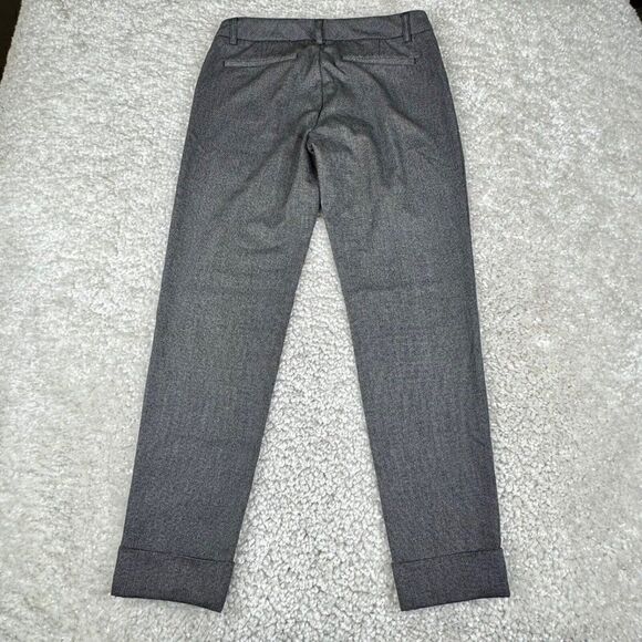Ecru Herringbone Presidio Cuff Ankle Trouser Pant Black Gray Print - Picture 3 of 9